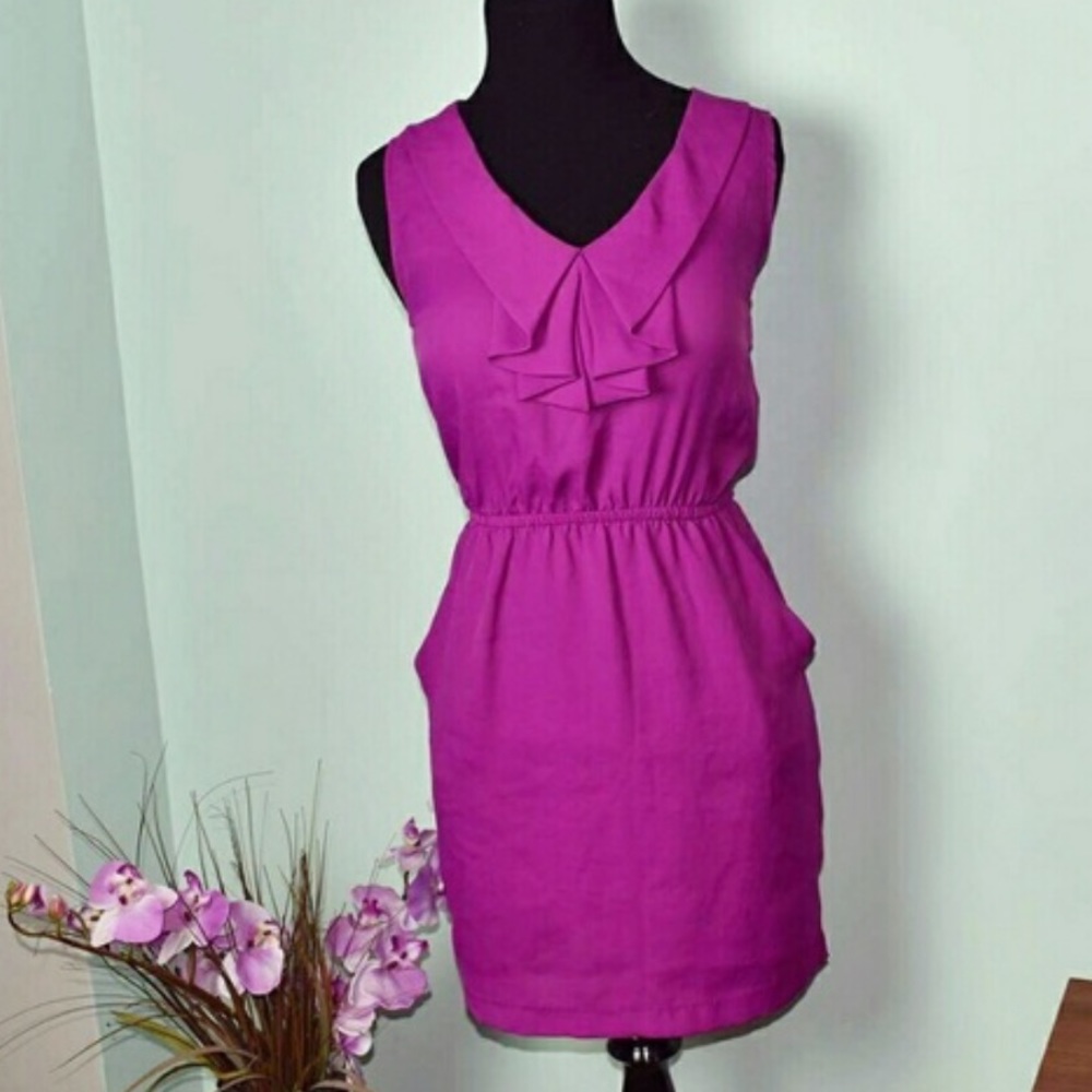 Silence + Noise Magenta Designed Dress Sz S EUC